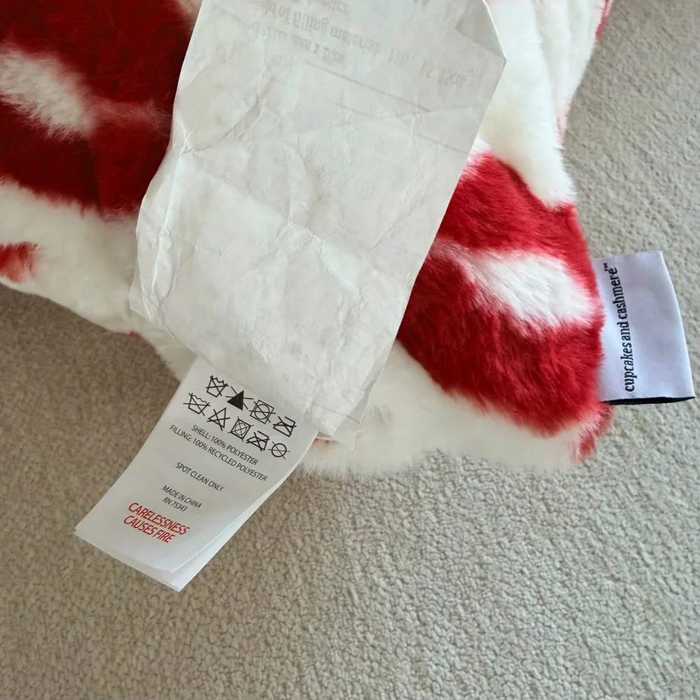 Cupcakes & Cashmere Red and White Kiss Print Pillow